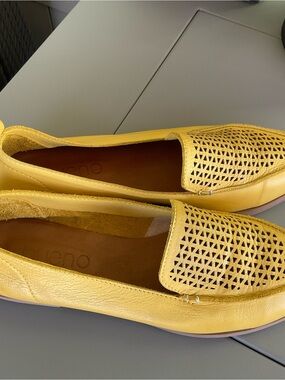 Bueno Yellow Laser-Cut Leather Loafers